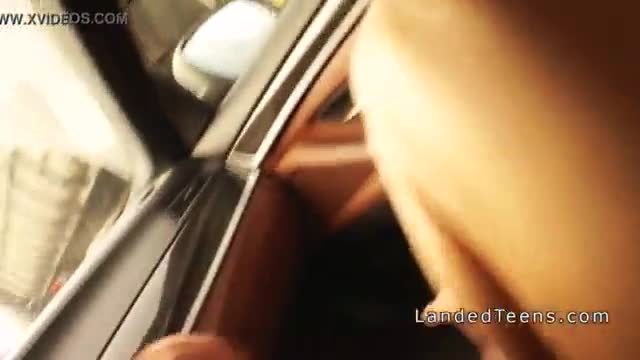 Hot teen anal banged in the car