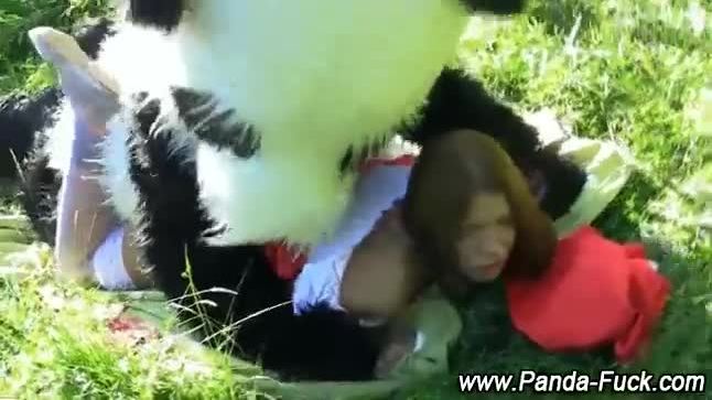 Amateur plush panda fake cum